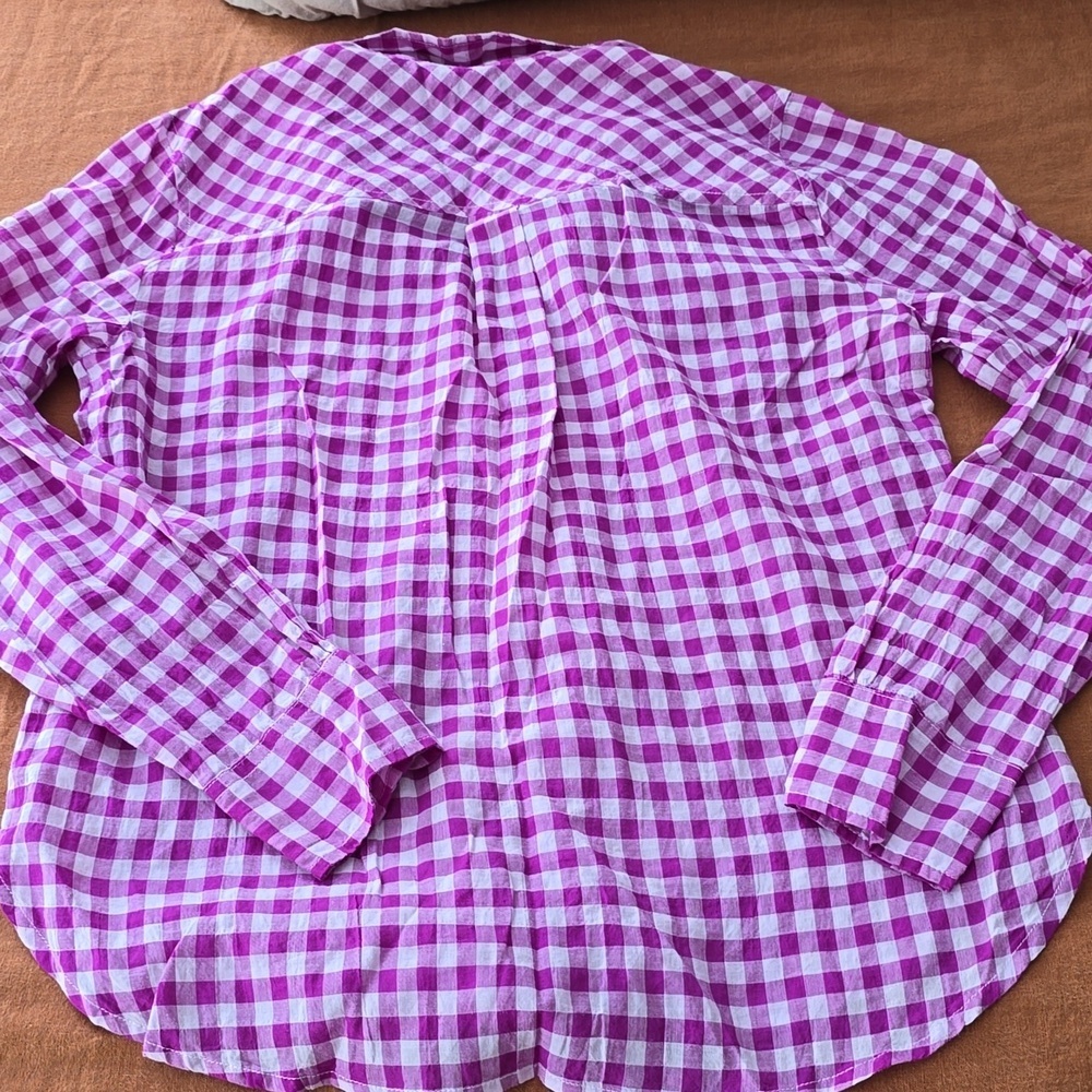 J. Crew Gingham Pullover 1/2 Button Up Shirt - Picture 8 of 10